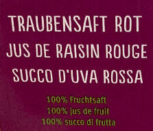 Traubensaft rot ingredients label