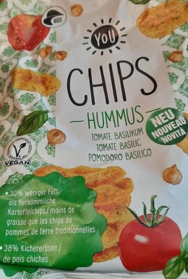 Hummus Chips Tomate Basilikum