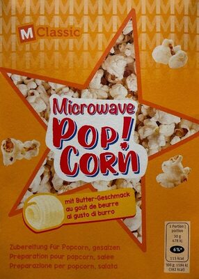 Microwwave Pop! Corn mit Butter-Geschmack (4 Beutel) front packaging