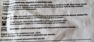 Beef Burger ingredients label