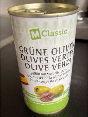 Oliven gefüllt mit Sardellenpaste front packaging