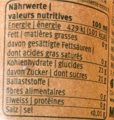 Condimento bianco nutrition facts table