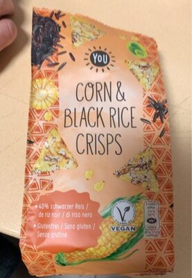 corn & black rice crisps front packaging