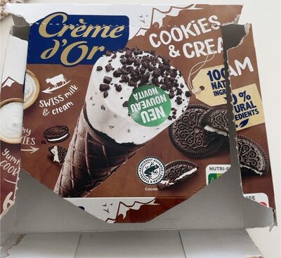 Glace cookies & cream front packaging