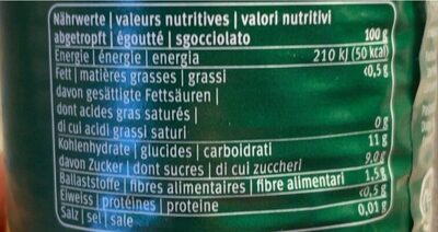 Pfirsichhälften nutrition facts table