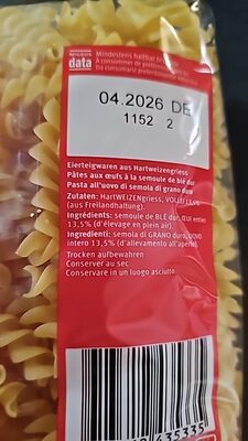 Spiraloni ingredients label