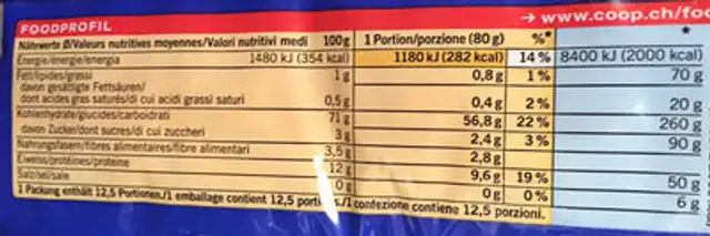 Qualité & Prix NAPOLI Tortiglioni Pâtes à la semoule de blé dur nutrition facts table