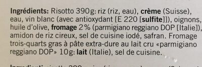 Risotto alla milanese ingredients label