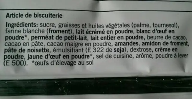 Japonais ingredients label