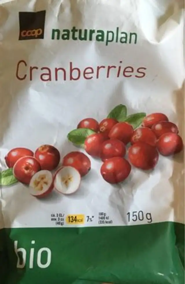 Coop Naturaplan Cranberries Bio front packaging