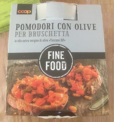 Pomodori con olive front packaging