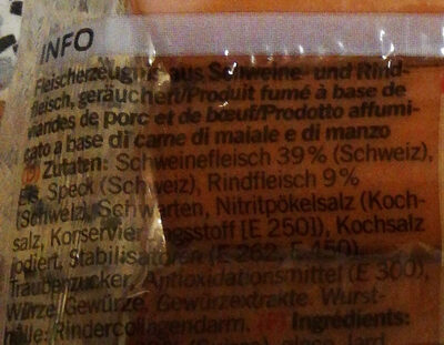 Knackerli ingredients label