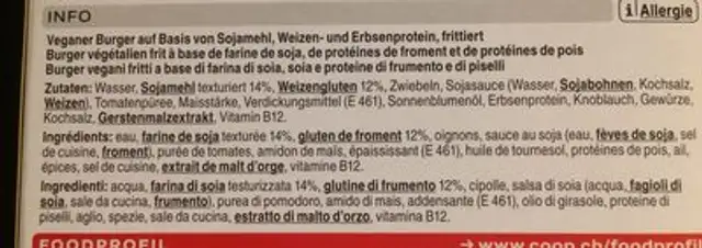 Steak de burger au soja ingredients label