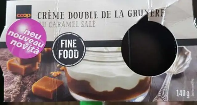 Crème double de la gruyère au caramel salé front packaging