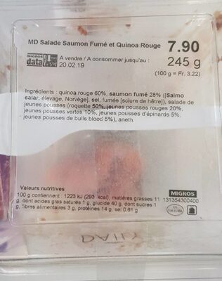 Salade saumon fumé et quinoa rouge