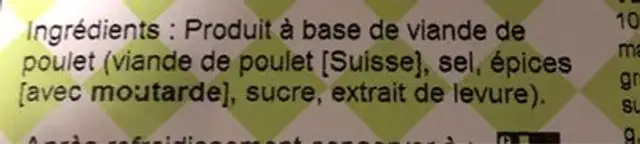 BX Demi Poulet rôti ingredients label