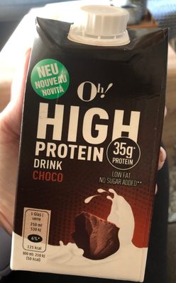 High protein drink choco front packaging