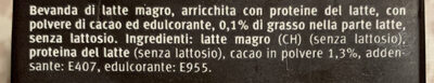 High protein drink choco ingredients label