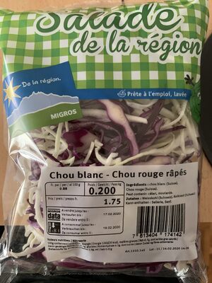 Chou blanc -chou rouge râpés