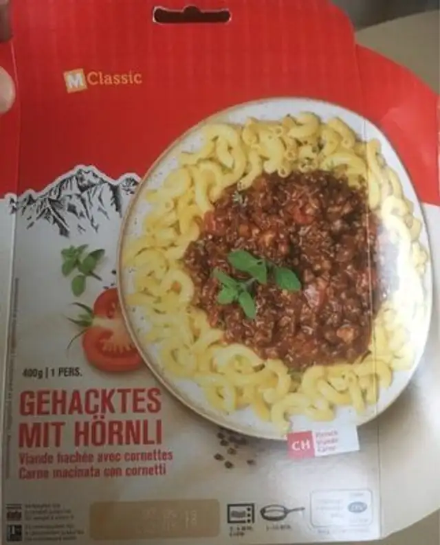 Viande hachée avec cornettes front packaging