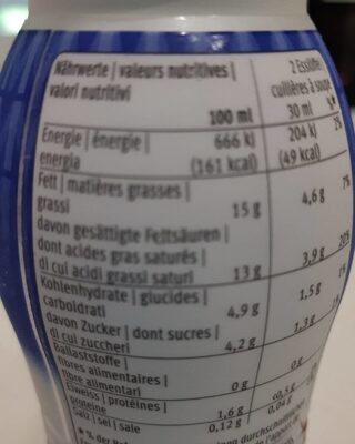 Feine Creme nutrition facts table