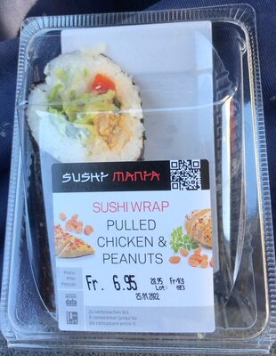 Sushi wrap pulled chiken & peanuts front packaging