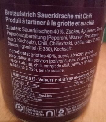 Suis cherry Bell pepper chili nutrition facts table