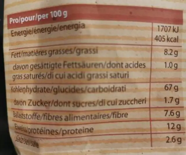 Goldfish - Dinkel-Vollkorn nutrition facts table