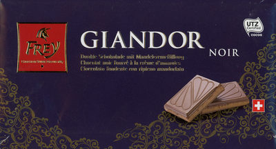 Chocolat noir fourré à la crème d'amandes