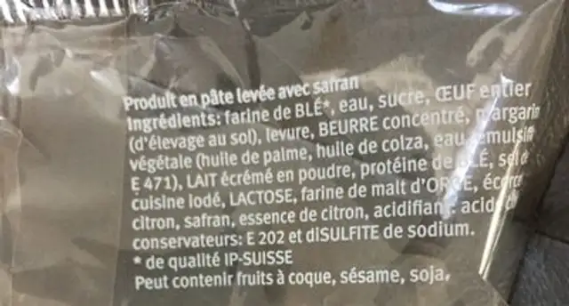 Cuchaule traditionnelle nutrition facts table