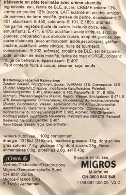 Mille-feuille à la crème front packaging