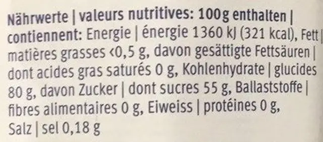 Molasses of table nutrition facts table