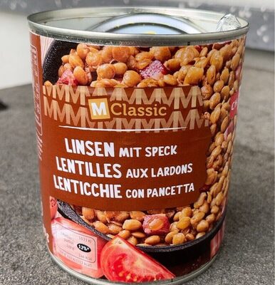 Lentils with bacon front packaging