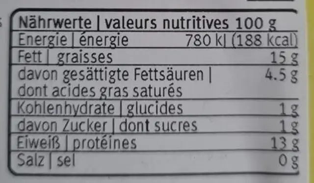 Poulet Pollo Hälse nutrition facts table