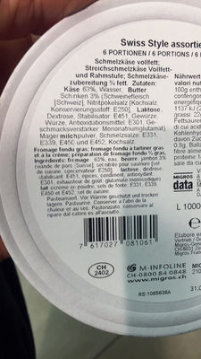 Swiss-Style ingredients label