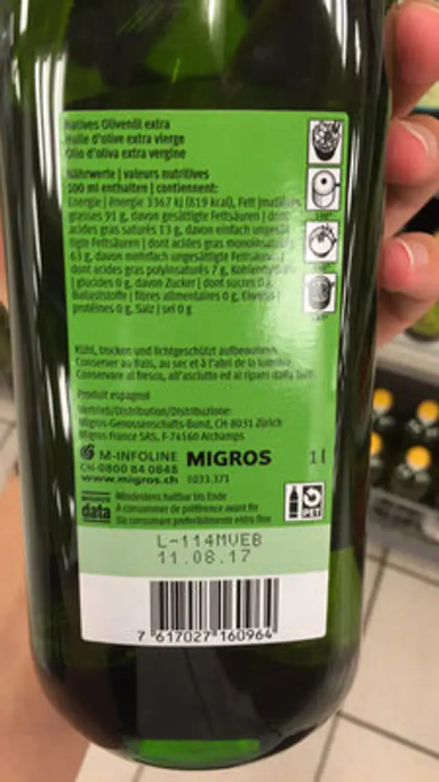 Extra virgin olive oil nutrition facts table