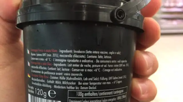 Burratino ingredients label
