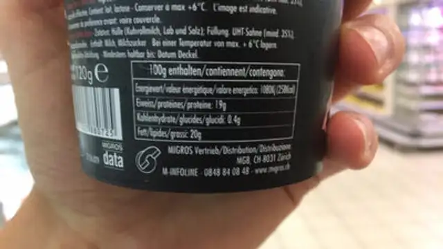 Burratino nutrition facts table