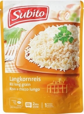 Riz à long grain front packaging
