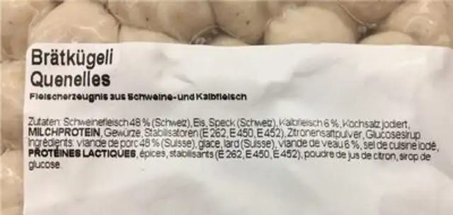 Quenelles nutrition facts table
