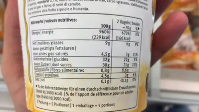 Mary-Jane's American style ice cream Coffee olé nutrition facts table