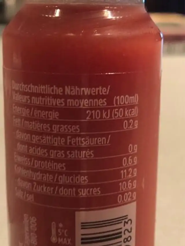 Energy Booster nutrition facts table