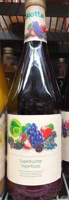 Superfrüchte mit Fruchtsäften un -pürees front packaging