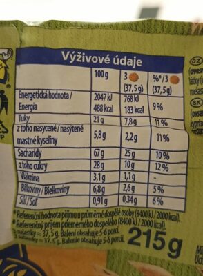 Ovesné se skořicí nutrition facts table