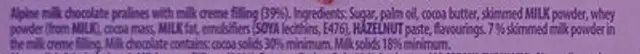 Pralines milk creme ingredients label