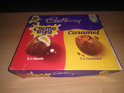 Cadbury Creme Egg and Caramel Egg 10 Pack front packaging