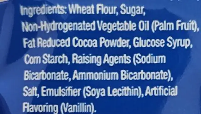 Oreo Cookies ingredients label