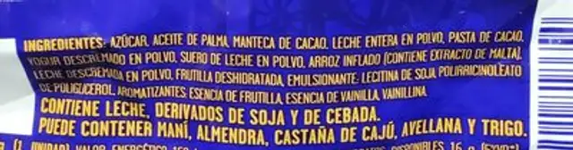 Yoghurt frutilla ingredients label
