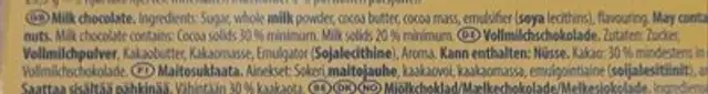 Mondelez Norway ingredients label