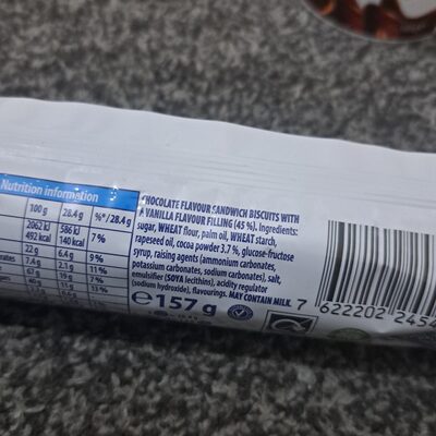 Oreo double cream ingredients label